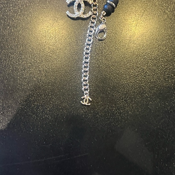 CHANEL Midnight Black Beaded Necklace with Silver Emblem - Picture 16 of 16